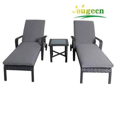 China Contemporary Bistros Sofa Modern Patio Lounger Rattan Wicker Furniture For Garden Beach Coffee Table Outdoor Seaside for sale