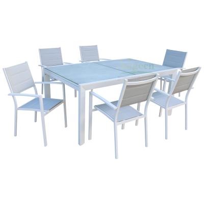 China OG90070 Modern garden furniture leisure furniture set patio dining set with extendable table and textilyne chairs for sale