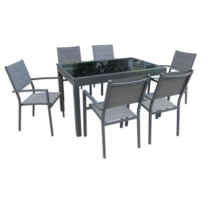 China OG90064 Modern garden furniture leisure furniture set patio dining set with extendable table and textilyne chairs for sale