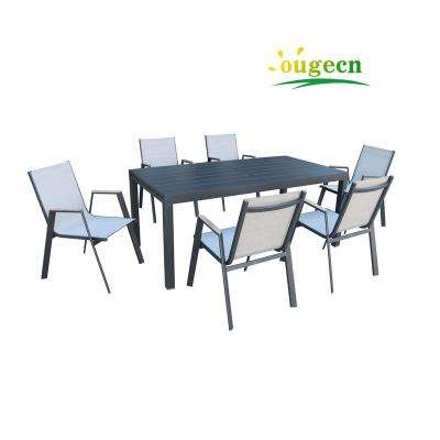 China Height Expandable Garden Aluminum Leisure Living Sectional 8 Seater Modern Metal Garden Patio Expandable Tempered Glass Dining Set for sale