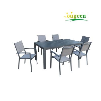 China Height Expandable Garden Aluminum Leisure Living Sectional 8 Seater Modern Metal Garden Patio Expandable Tempered Glass Dining Set for sale