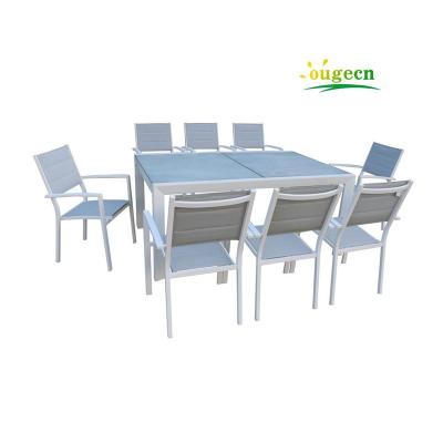 China Height Expandable Garden Aluminum Leisure Living Modern Metal 8 Seater Expandable Patio Garden Dining Set for sale