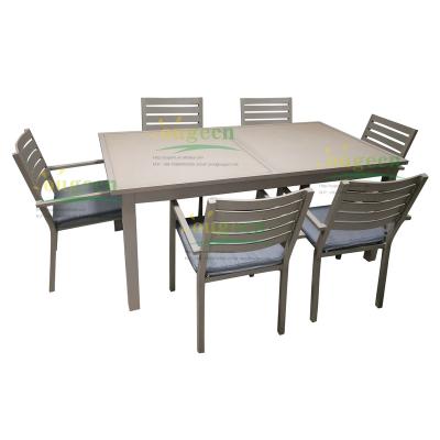 China OG40044 Modern Patio Dining Furniture Set Outdoor Dining Table With 6 Chairs Outdoor Furniture Aluminum Slat Panel for sale