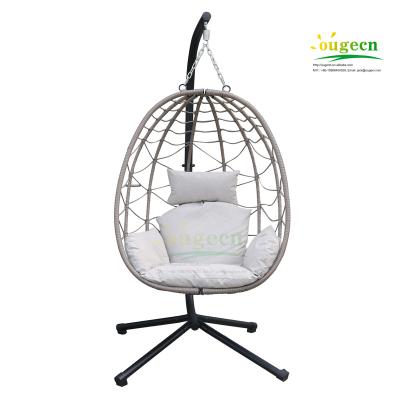 China Foldable leisure OG80028 rattan furniture wicker adult sofa swing chair hanging chair basket with foldable hanging rack basket. for sale