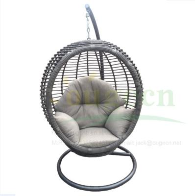 China OG80027 Modern Rattan Furniture Wicker Adult Swing Chair Hanging Garden Chair With Stand for sale