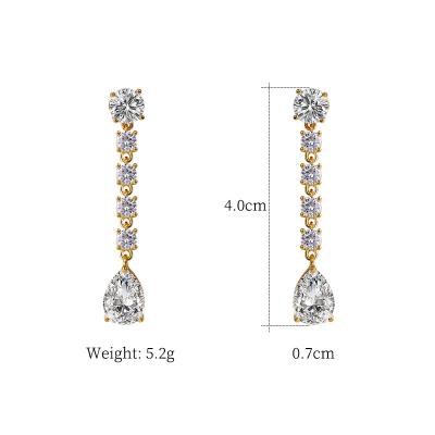 China Romantic Korean Tennis Chain Earrings Sparkle Bling Crystal Cubic Zirconia Tennis Chain Tassel Earrings for sale