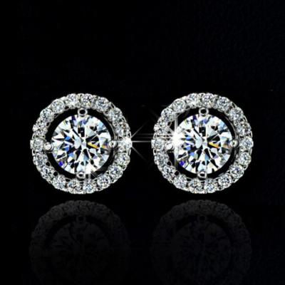 China New Fashion Diamond Stud Earring Vintage Design Woman Romantic Wedding Jewelry Round Stud Earrings for sale