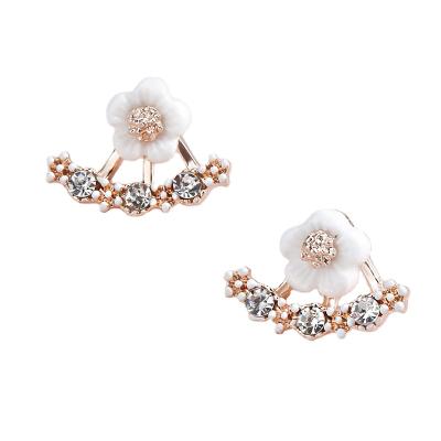 China Non Allergic Rose Gold or Champagne Gold Color S925 Sterling Silver Needle Flower Stud Earrings for Women for sale