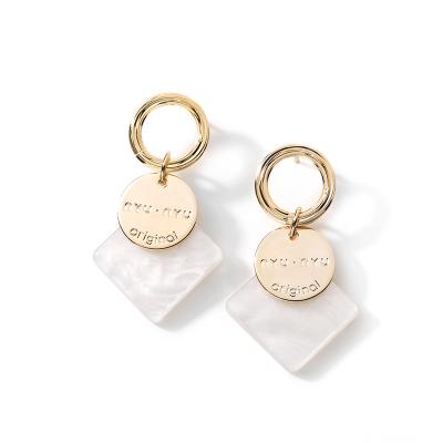 China 2021 New Style Fashion Non Allergic Korean Gold Plated Alloy Geometric Dangling Drop Earings for sale