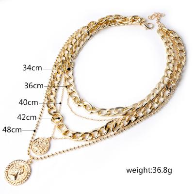 China European and American ladies multi-layer medal jewelry new fashion pendant necklace for sale