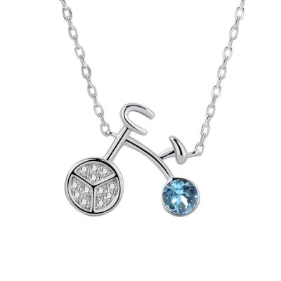 China Cute 925 Sterling Silver Austria Crystal Small Bicycle Necklace for Ladies for sale