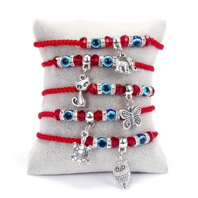 China Wholesale Fashion Non Allergic Lucky Red Rope Evil Eye Handmade Adjustable Charm Bracelets for sale