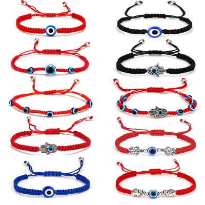 China Non Allergic Colorful Turkish Blue Evil Eye Beads Adjustable Red Rope Lucky Bracelet For Women for sale