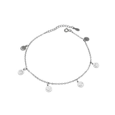 China Non Allergic Personalized Minimalist 925 Silver Smile Face Charms Anklets for sale