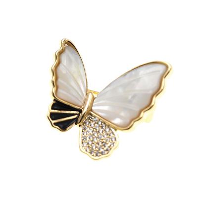 China Soft Pearl Shell Butterfly Brooches Zircon Hijab Brooch Women Luxury Brooches Safety Pin Brooch Designers for sale