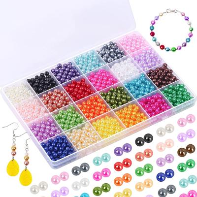 China Children's Gift 1680pcs 6mm Round ABS Bead Colored Loose Bead Bracelet Necklace Earrings Jewelry Making Set for sale