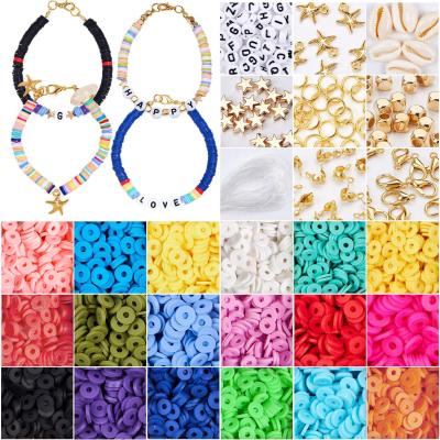 China Children's Gift Jewelry Making Bracelets Necklace DIY Earring Set 4800 Pcs Flat Round Polymer Clay Beads for sale