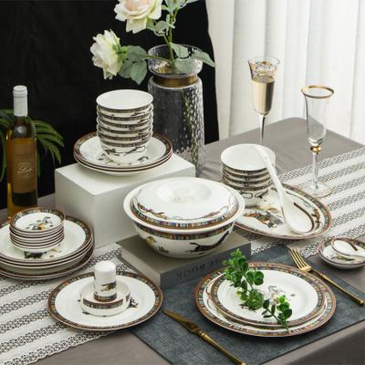 China Sustainable Luxury Home Dinnerware Sets Custom Wedding Plates Chinese Porcelain Ceramic Dinnerware Sets Dinnerware for sale