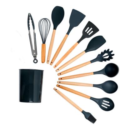 China Viable Light Green Color Silicone Kitchenware China 12pcs Silicone Utensil Set Kitchen Dishware Kitchenware for sale