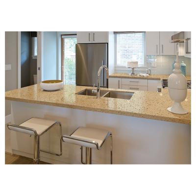 China New Fashion Kichen Modern Comfortable Yellow Quartz Countertops Artificial Stone for sale