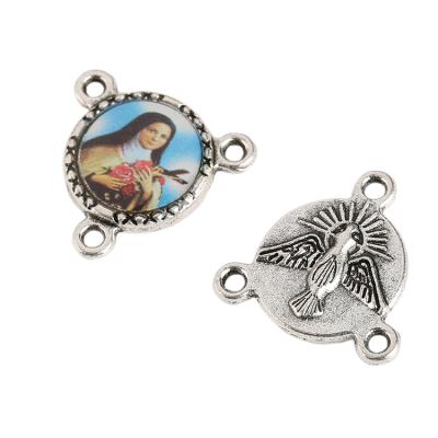 China Europe Charms Religious Zinc Alloy Silver Oval Catholic Pendant Medal Catholic Numbers For DIY Jewelry Pendant for sale