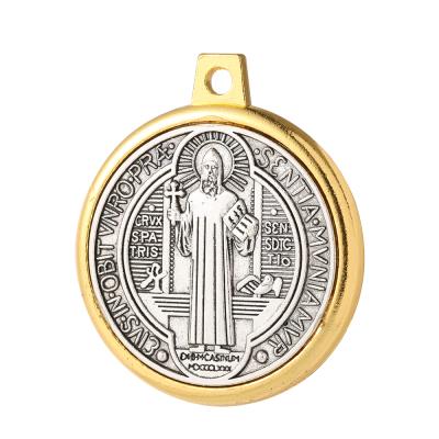 China BIG Europe Fashion Metal Jewelry Round Pendants Necklace, One Hole Style San Benito Religious European Metal Pendant for sale