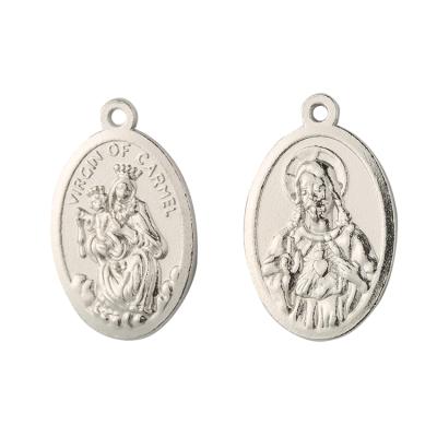 China Mary Miraculous Medal Pendant Religious Metal Oval Portrait Charms One Hole Pendants Accessories DIY Jewelry Center for sale