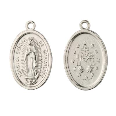 China Religious Charm Pendant Stainless Steel Catholic Oval Madonna Vintage Religious Pendant for sale