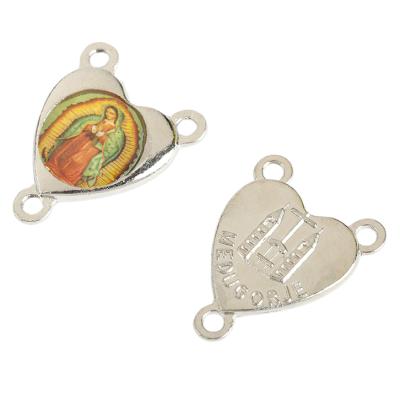 China Europe Sanhan Jesus Enamel Our Lady Miraculous Medal Rosary Centerpiece Alloy Pendant Charms for sale