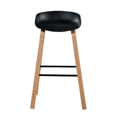 China Modern Design PP seat Bar Stool Purple Black Red White Orange OEM wood leg Hotel Color for sale