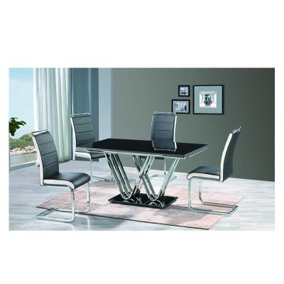 China wholesale china modern stainless steel dining table base with glass top dining table set italian for sale