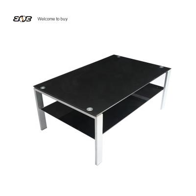 China Modern Living Room Furniture Tempered Glass Topmedal Legs Black Glass Coffee Table Tea Table for sale