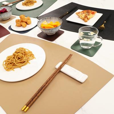 China Oilproof Scalloped Place Mat For Custom Waterproof PU Leather Oilproof Place Mat Dining Kitchen Table Mat Desk Coffee Mouse Pads Scalloped for sale