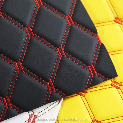 China Diamond Stitching PVC Waterproof Synthetic Leather Embroidery Stitched For Car Seat for sale