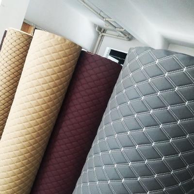 China Anti-Slip/Water Proof Fabric 1.8M Diamond Sponge Quilted Embroidery Leather With Stitching For Car Mat for sale