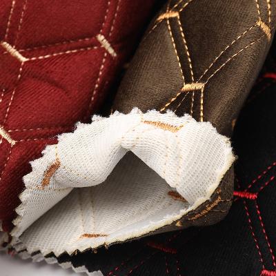 China Antistatic Car Seat Velvet Fabric Laminate With Foam And Stitching for sale