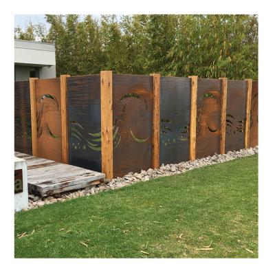 China Easily Assembled Customized Corten Steel Privacy Garden Yard Modern Steel Metal Screen Screen for sale