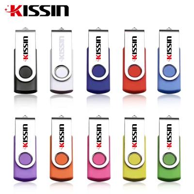 China Kissin Wholesale High Speed U Disk 128MB 2GB 8GB 16GB 64GB Colorful Swivel Metal Pen Drive 2.0/3.0 Custom Logo USB Flash Drive for sale