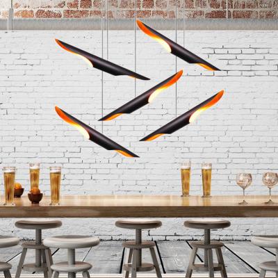 China Modern Contemporary Modern Attic LED Lamp Light Fixture Black Gold Wing Aluminum Tube Hanging Pendant Lamp Light for sale