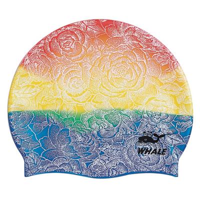 China Eco-Friendly Fashion Printing High Quality Swimming Hats Silicone Swim Caps For Adults for sale