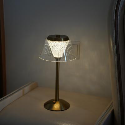 China Diamond Minimalist Cordless Restaurant Crystal Table Lamp Modern Hotel Touch Decorative Led Table Lamp For Hotel Decorative for sale