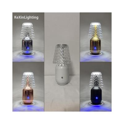 China Modern cordless rechargeable radio leaded crystal lamp modern dimmable restaurant decoration light touch lamp acrylic glass table for sale