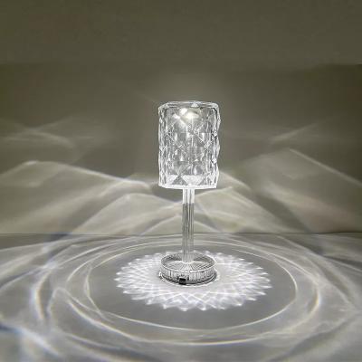 China Modern Wireless Crystal Table Lamp Rose Light Hotel Restaurant Table Lamp Rechargeable with USB Charging Port for sale