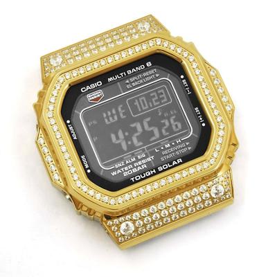 China Suitable for Casio Bling watches bling iced out gold diamond case stainless steel watch band series and frame metal case bracelet g shock gwm5610 dw5600 for sale