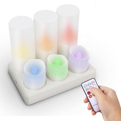 China Rechargeable Flameless Flameless LED Tea Lights, Set of 6 Color Changing Candles with Remote Frosted Cups for Outdoor for sale