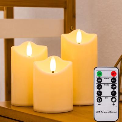 China Birthdays LED Flameless Candle with 3pcs Flame Timer Remote Control Plastic Dancing Candles for sale