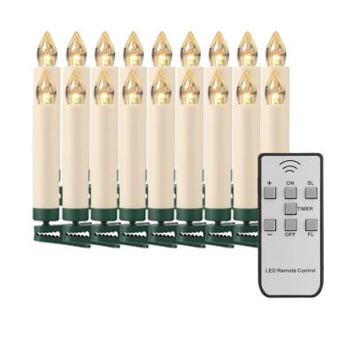 China 20 Dimmable Flameless Stuck Flickering Christmas Taper Battery Operated Candles With 20 Pcs Clips for sale