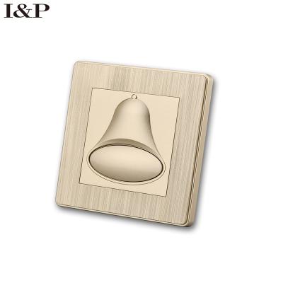 China OEM ODM 86mm*86mm/146mm*86mm British Standard PC Material Golden Wall Switch And Socket A6 Doorbell for sale