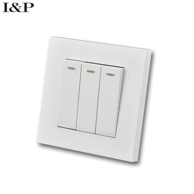 China High Quality Flame Retardant PC Material Symmetrical Design Wall Switches And Sockets Three White Strip YD1 for sale