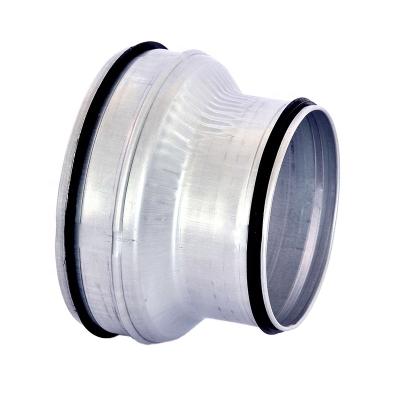 China Industrial HVAC Air Conditioning Ventilation Galvanized Metal Ducting Round Pipe Pressed Duct Reducer With Sealing for sale